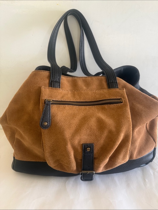 Canyon River blues Handbags - Canyon River Blues Cognac brown black accent tote bag faux suede leather